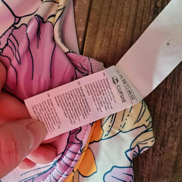 NWT Cupshe Bikini Top Underwire & Push Up Purple Orange Floral Size Large - Picture 12 of 15